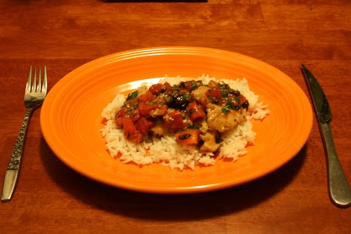 Chicken Thighs with Tomatoes, Olives, and Capers